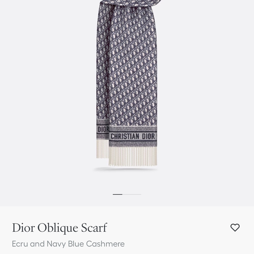 Dior Monogram Cashmere Scarf - Ecru & Navy